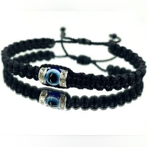 Black braided bracelet, handmade evil eye bracelet, handmade jewelry, evil eye